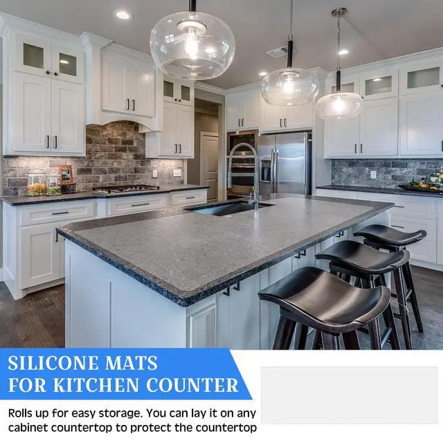 Alt view image 4 of 6 - Silicone Mats for Kitchen Counter in Roll 120'' x 24'' Nonslip Cuttable Heat Resistant Mat for Kitchen Countertop Placemat(Transparent)