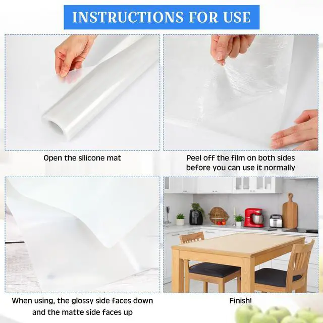 Alt view image 3 of 6 - Silicone Mats for Kitchen Counter in Roll 120'' x 24'' Nonslip Cuttable Heat Resistant Mat for Kitchen Countertop Placemat(Transparent)