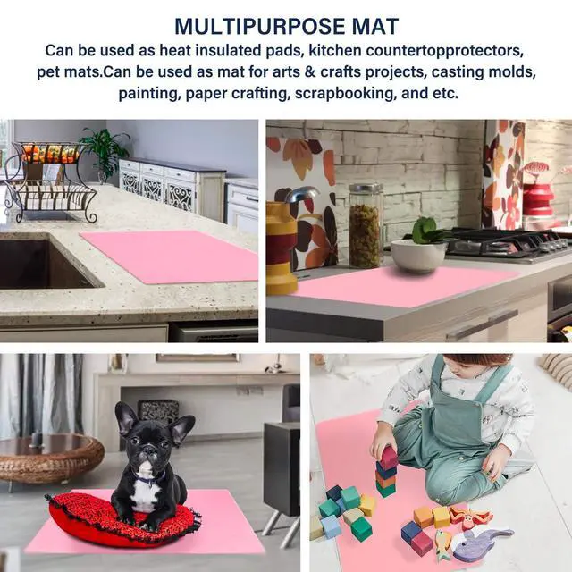 Alt view image 4 of 7 - 23.6 x15.7 inch Resin Silicone Mats, X-Large Silicone Sheets for Jewelry Casting Molds, Nail Art, Acrylic Pouring, Nonstick Table Protector, Multipurpose Mat, Pink, Set of 2