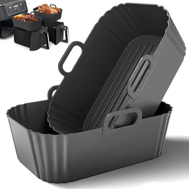 Main image of Air Fryer Liners 2 Pack, Reusable Liners for Ninja Foodi Dual DZ201 DZ401 DZ550 DZ320, COSORI 9QT, Instant & Chefman, Fits 810QT Dual Basket Air Fryers