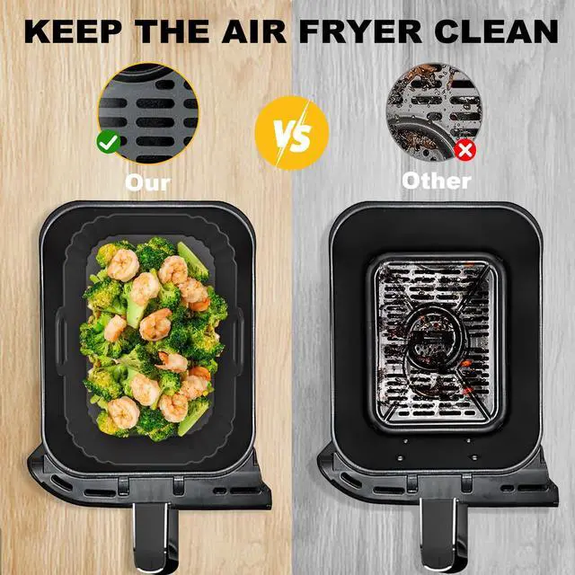 Alt view image 4 of 7 - Air Fryer Liners 2 Pack, Reusable Liners for Ninja Foodi Dual DZ201 DZ401 DZ550 DZ320, COSORI 9QT, Instant & Chefman, Fits 810QT Dual Basket Air Fryers