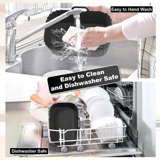 Alt view image 6 of 7 - Air Fryer Liners 2 Pack, Reusable Liners for Ninja Foodi Dual DZ201 DZ401 DZ550 DZ320, COSORI 9QT, Instant & Chefman, Fits 810QT Dual Basket Air Fryers