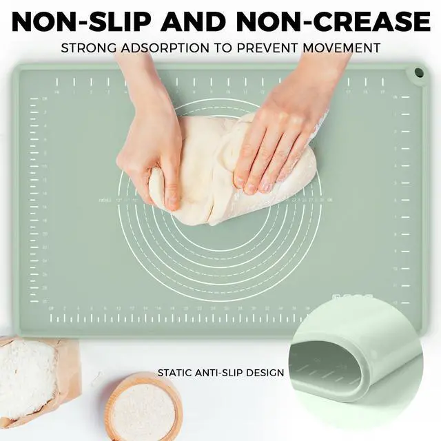 Alt view image 7 of 7 - Silicone Baking Mat 28" x 20", Extra Thick Dough Rolling Mat with Measurements and Edge Heightening, Non-stick Food Grade Silicone Pastry Mat for for Pastry, Bread, Cookies, Pizza, Fondant, Pasta