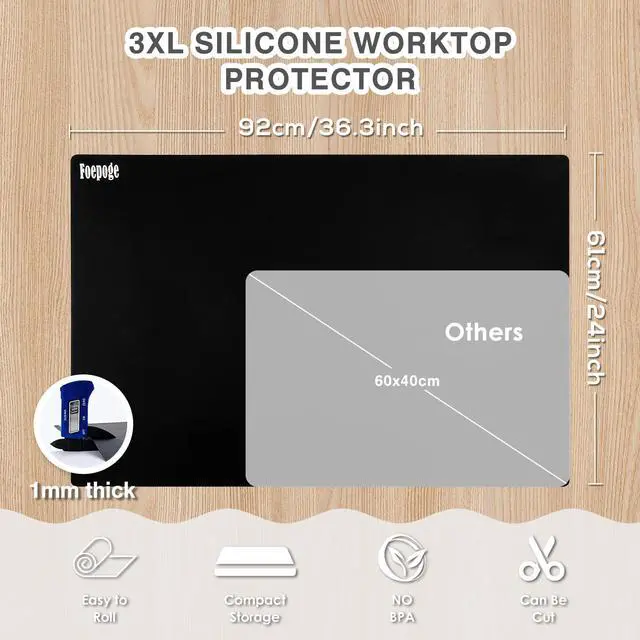 Alt view image 2 of 6 - 36.2" x 24" Extra Large Silicone Mat for Epoxy Resin, Nonstick Crafts Mats