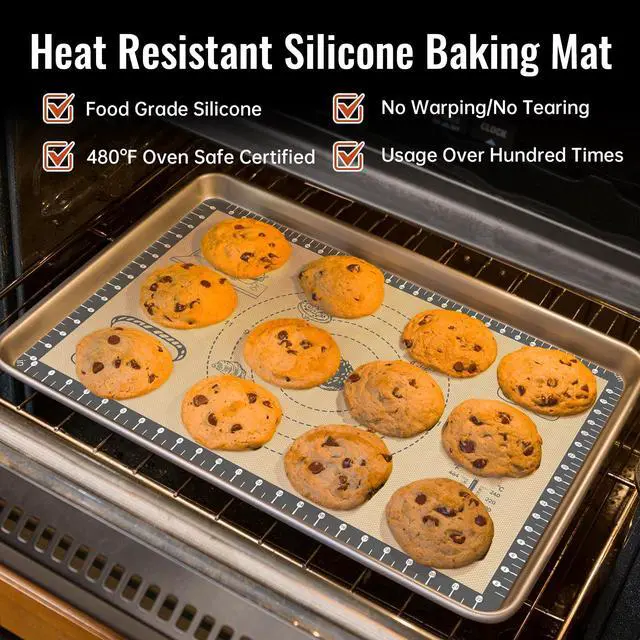 Alt view image 6 of 7 - Silicone Baking Mat with 10 Quick Recipes, Extra Thick Silicone Mats for Baking, Non Stick Pastry Mat,Reusable kneading Dough Rolling Mat for Cookie, Macaron, Bread, Pizza-Tutorial Video Included