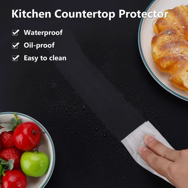 Alt view image 4 of 7 - Silicone Mats for Kitchen Counter, Large Silicone Countertop Protector 25" by 17", Nonskid Heat Resistant Desk Saver Pad, Multipurpose Mat, Placemat, Black