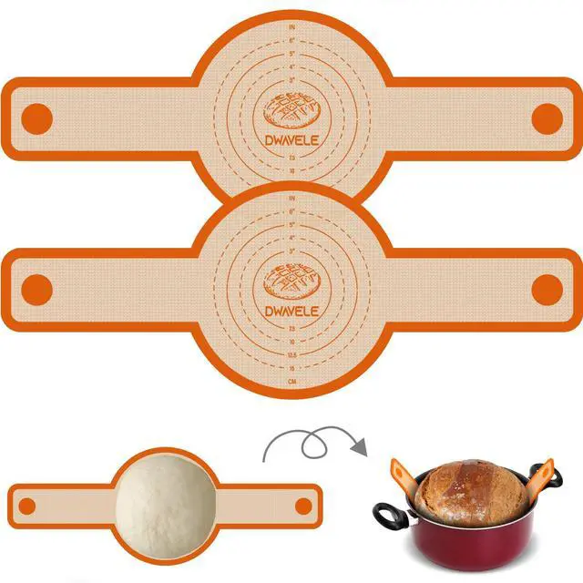 Main image of Silicone Bread Sling for Dutch Oven, Non-Stick & Easy to Clean Baking Mat Set, 2 Pcs Reusable Bread Sling for Sourdough Tools Accessories