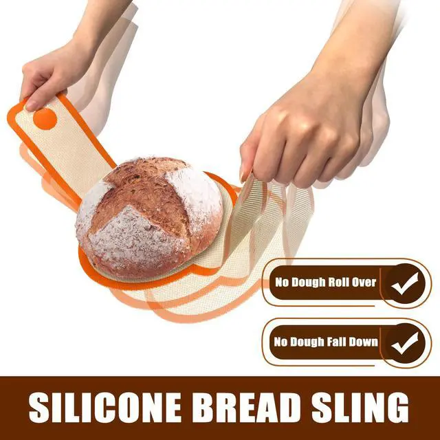 Alt view image 5 of 7 - Silicone Bread Sling for Dutch Oven, Non-Stick & Easy to Clean Baking Mat Set, 2 Pcs Reusable Bread Sling for Sourdough Tools Accessories