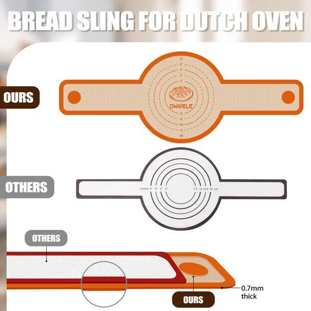 Alt view image 6 of 7 - Silicone Bread Sling for Dutch Oven, Non-Stick & Easy to Clean Baking Mat Set, 2 Pcs Reusable Bread Sling for Sourdough Tools Accessories