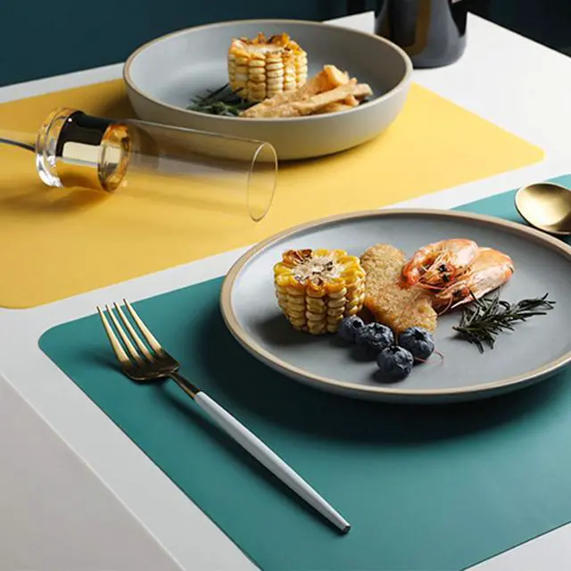 Alt view image 3 of 7 - Silicone Placemats, Food-Grade Non-Slip Waterproof, Dining, Stain Resistant, Countertop Protector, Kitchen Counter Mat, Heat Resistant, Baking mat Dishwasher Safe (15.7x11.8Inch-4pack, Translucent)
