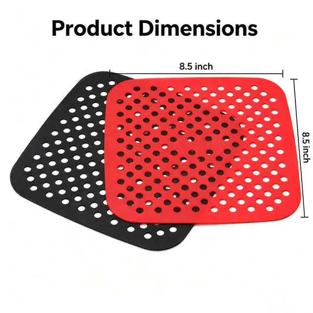 Alt view image 2 of 7 - Air Fryer Silicone Liners,2 Pack 8.5 Inch Reusable Food-Grade Silicone Mat, Non-stick Heat Resistant Air Fryer Accessories