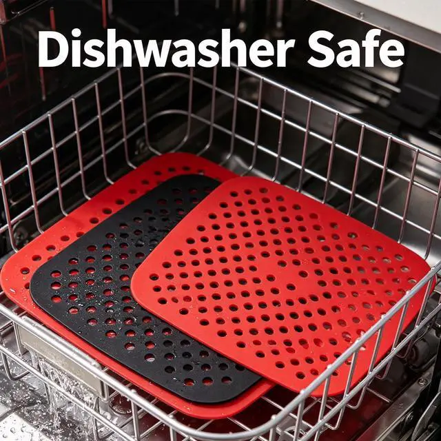Alt view image 5 of 7 - Air Fryer Silicone Liners,2 Pack 8.5 Inch Reusable Food-Grade Silicone Mat, Non-stick Heat Resistant Air Fryer Accessories