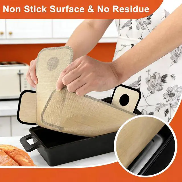 Alt view image 7 of 7 - 4-Pack Silicone Bread Loaf Pan Liners, Full Coverage & Non-Stick Silicone Bread Sling Fits 9x5 / 9.5x5 / 10x5 Inch Loaf Pans, Dishwasher Safe & Oven Safe (Brown)