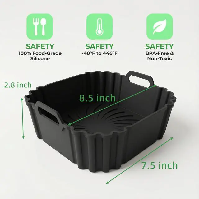 Alt view image 3 of 6 - Silicone Air Fryer Liners for Cosori 9-in-1 TurboBlaze Air Fryer 6 QT,2 PCS Reusable Air Fryer Basket Liners,8.5 Inch Square Silicone Basket,Large Air Fryer Accessories