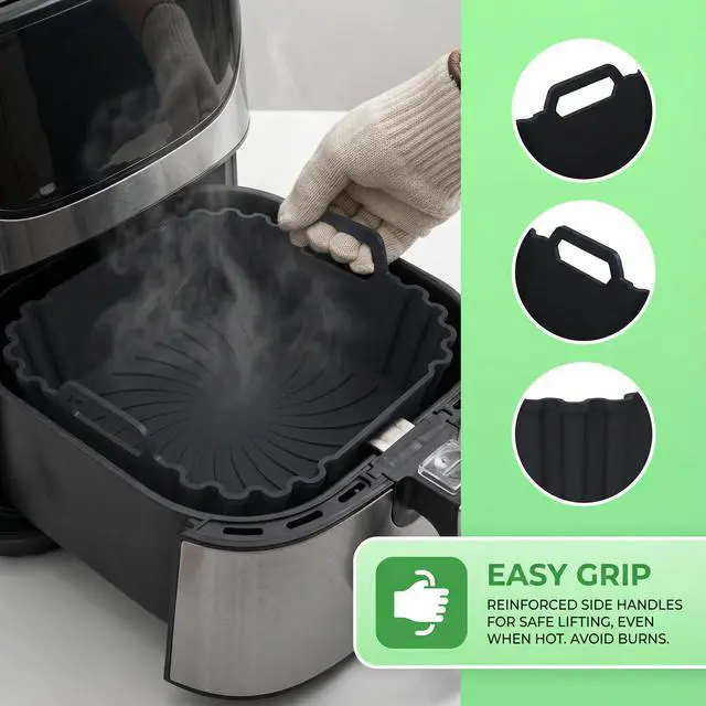 Alt view image 6 of 6 - Silicone Air Fryer Liners for Cosori 9-in-1 TurboBlaze Air Fryer 6 QT,2 PCS Reusable Air Fryer Basket Liners,8.5 Inch Square Silicone Basket,Large Air Fryer Accessories