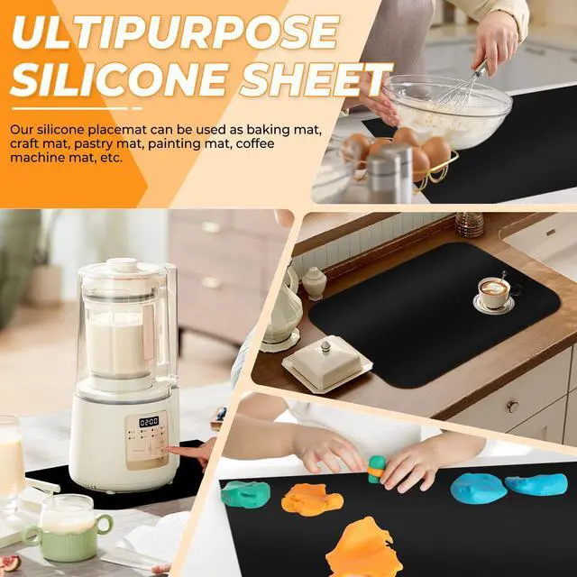 Alt view image 5 of 7 - Large Silicone Mat for Crafts, 36"x24", Extra Large Silicone Mats,Thick Black Silicone Mat for Kitchen Countertop, Heat-resistant Washable Large Silicone Pastry Mat for Crafts Painting Baking