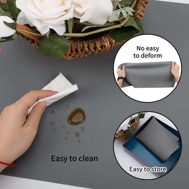 Alt view image 4 of 7 - Extra Large Silicone Table Mat, Genuine Food-Grade Silicone Mat for Crafts Kids Dinner Placemat Desk Countertop Waterproof Protector Heat Insulation Kitchen Pastry Rolling Dough Pad (Dark Gray)