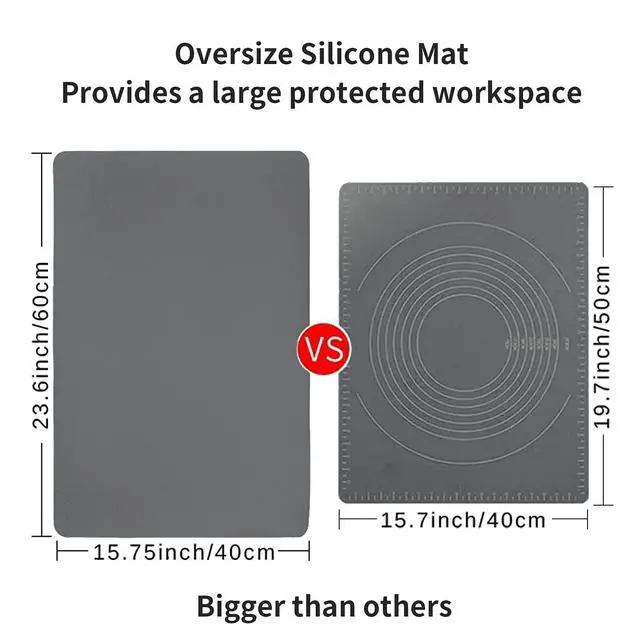 Alt view image 6 of 7 - Extra Large Silicone Table Mat, Genuine Food-Grade Silicone Mat for Crafts Kids Dinner Placemat Desk Countertop Waterproof Protector Heat Insulation Kitchen Pastry Rolling Dough Pad (Dark Gray)