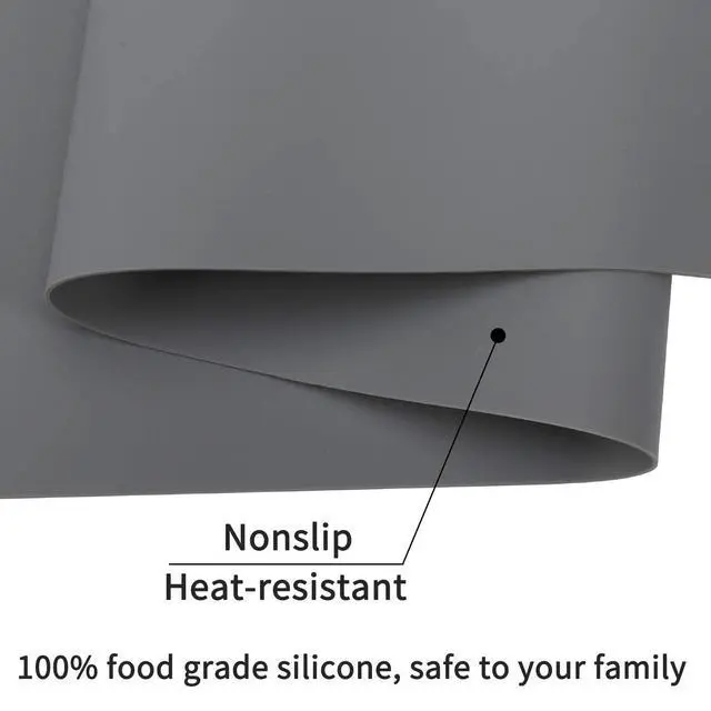 Alt view image 7 of 7 - Extra Large Silicone Table Mat, Genuine Food-Grade Silicone Mat for Crafts Kids Dinner Placemat Desk Countertop Waterproof Protector Heat Insulation Kitchen Pastry Rolling Dough Pad (Dark Gray)