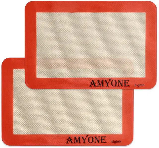 Main image of Silicone Baking Mat for 1/8 Sheet Pan, Eighth Non-Stick Silicone Baking Sheet Liner for Cookie Macaron Bread Pastry, Food Grade Silicone Mat for 9 x 7-inch Small Toaster Oven Tray, 2 PCS