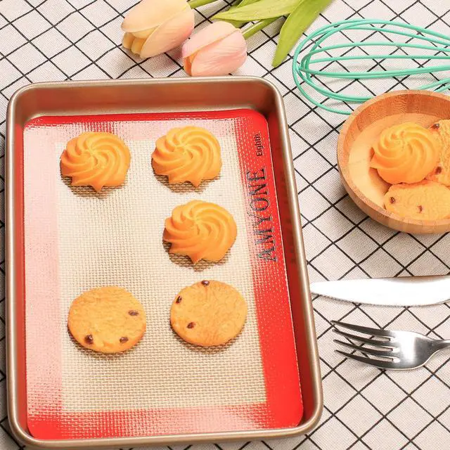Alt view image 5 of 7 - Silicone Baking Mat for 1/8 Sheet Pan, Eighth Non-Stick Silicone Baking Sheet Liner for Cookie Macaron Bread Pastry, Food Grade Silicone Mat for 9 x 7-inch Small Toaster Oven Tray, 2 PCS
