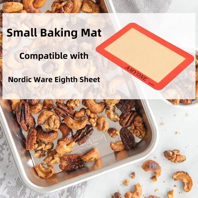 Alt view image 6 of 7 - Silicone Baking Mat for 1/8 Sheet Pan, Eighth Non-Stick Silicone Baking Sheet Liner for Cookie Macaron Bread Pastry, Food Grade Silicone Mat for 9 x 7-inch Small Toaster Oven Tray, 2 PCS