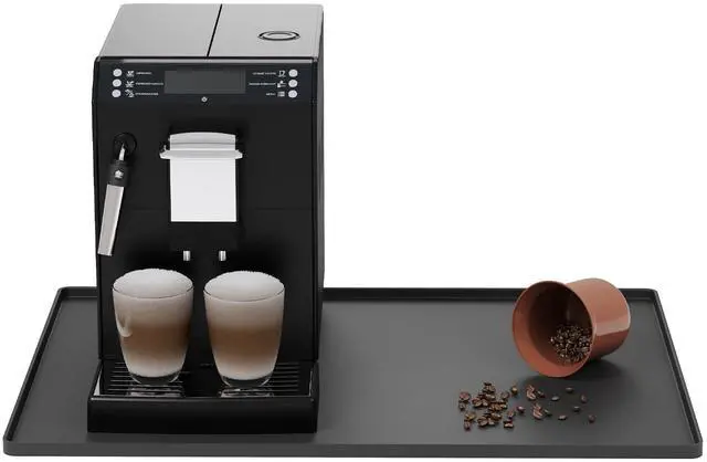 Main image of Silicone Coffee Mat with Raised Edges, 20'' x 15'', Keep Tidy for Countertops, Accessories Fit Under Coffee Maker Espresso Machine, Dish Drying Mat, Baking Mat (Black)