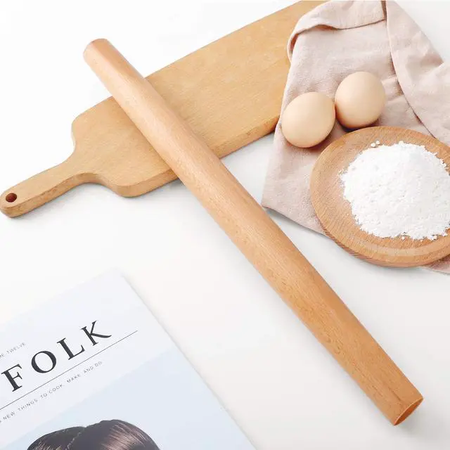 Alt view image 7 of 7 - Wood French Rolling Pin for Baking, Wooden Dough Roller with Silicone Baking Mat, Beech Wood Rolling Pins for Baking Dough, Pizza, Pie, Pastries, Pasta and Cookies,Red Pastry Mat