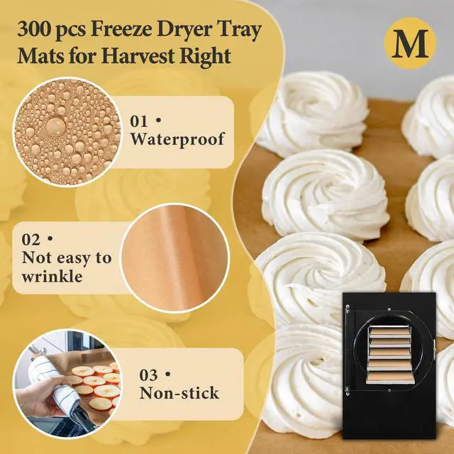 Alt view image 3 of 7 - 300 PCS Freeze Dryer Tray Mats for Harvest Right Dryer - Freeze Dryer Parchment Paper Set for Medium Trays - Non-Stick Baking Mats One-Off Parchment Paper Harvest Right Accessories (17" x 6.8")