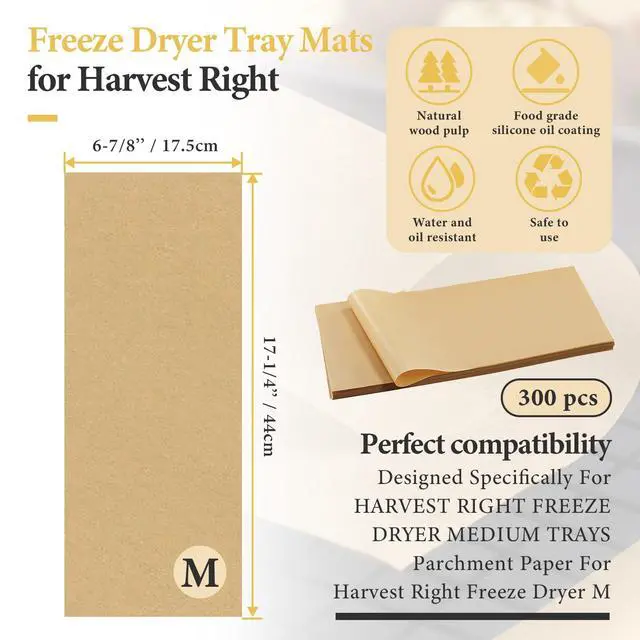 Alt view image 2 of 7 - 300 PCS Freeze Dryer Tray Mats for Harvest Right Dryer - Freeze Dryer Parchment Paper Set for Medium Trays - Non-Stick Baking Mats One-Off Parchment Paper Harvest Right Accessories (17" x 6.8")