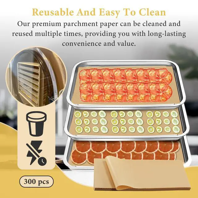 Alt view image 7 of 7 - 300 PCS Freeze Dryer Tray Mats for Harvest Right Dryer - Freeze Dryer Parchment Paper Set for Medium Trays - Non-Stick Baking Mats One-Off Parchment Paper Harvest Right Accessories (17" x 6.8")