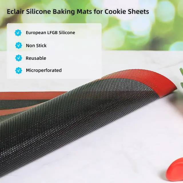 Alt view image 3 of 7 - Perforated Silicone Baking Mat for Two-Thirds Size Pan, Non-Stick Eclair Baking Mat for 15x21 Big Sheet, Reusable Cookie Sheet Liner for Two Thirds Sheet Pans for Sugar Cookies 1 PCS