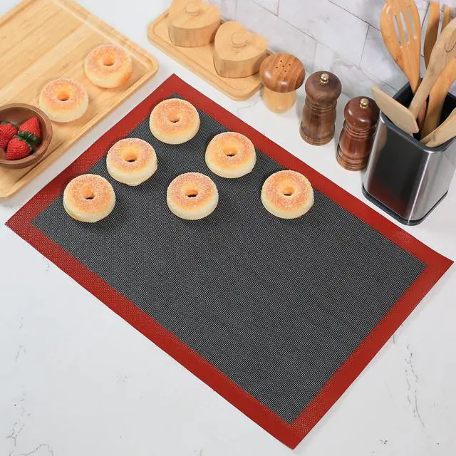 Alt view image 6 of 7 - Perforated Silicone Baking Mat for Two-Thirds Size Pan, Non-Stick Eclair Baking Mat for 15x21 Big Sheet, Reusable Cookie Sheet Liner for Two Thirds Sheet Pans for Sugar Cookies 1 PCS