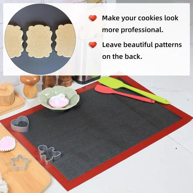 Alt view image 5 of 7 - Perforated Silicone Baking Mat for Two-Thirds Size Pan, Non-Stick Eclair Baking Mat for 15x21 Big Sheet, Reusable Cookie Sheet Liner for Two Thirds Sheet Pans for Sugar Cookies 1 PCS