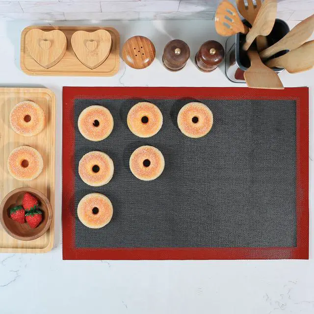 Alt view image 7 of 7 - Perforated Silicone Baking Mat for Two-Thirds Size Pan, Non-Stick Eclair Baking Mat for 15x21 Big Sheet, Reusable Cookie Sheet Liner for Two Thirds Sheet Pans for Sugar Cookies 1 PCS