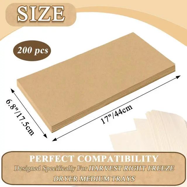 Alt view image 2 of 7 - 200 PCS Freeze Dryer Tray Mats for Harvest Right Freeze Dryer Trays, Non-Stick Baking Mats One-Off Parchment Paper Compatible with Harvest Right Freeze Dryer Trays (Medium - 17" x 6.8")