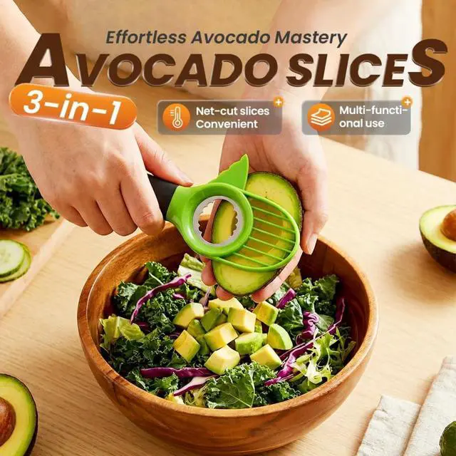 Alt view image 3 of 7 - 3-in-1 Avocado Slicer, Peeler Avocado Tool with Slicer, Cutter & Sealed Storage Container, Fruit Splitter for Guacamole & Salads, Kitchen Gadget, 7.8" x 2.36" x 1.02" (Style S 1pcs)
