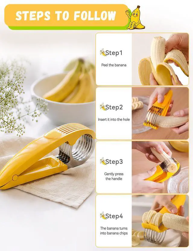 Alt view image 4 of 7 - Banana Slicer,ABS + Stainless Steel Fruit and Vegetable Salad Peeler Cutter Kitchen Tools For Banana, Strawberry,Grape2 pcs