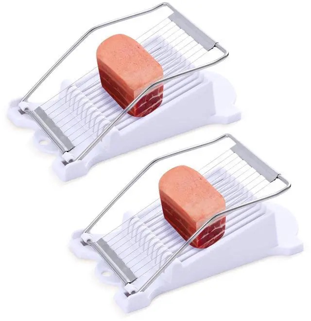 Main image of 2 Pack Luncheon Meat Slicer, Egg Slicers,Strawberry Slicer,Stainless Steel Wire, Cuts 10 Slices for Eggs, Hams, Avocados, Bananas, Onions, Soft Food and Fruits (White)