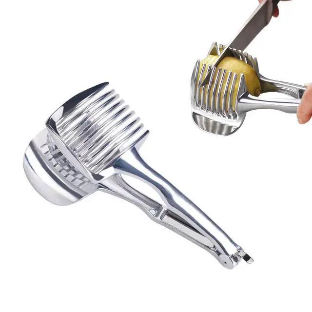 Main image of Stainless Steel Multipurpose Handheld Round Fruit Tongs for Onions, Avocados, Eggs and Other Vegetables