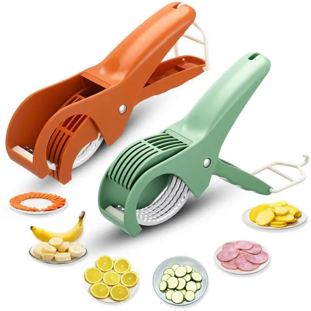 Main image of Food Manual Slicer Fruit and Vegetable Cutter Stainless Steel Banana Slicer with ABS Handle for Quickly Making Fruit Vegetable Salad