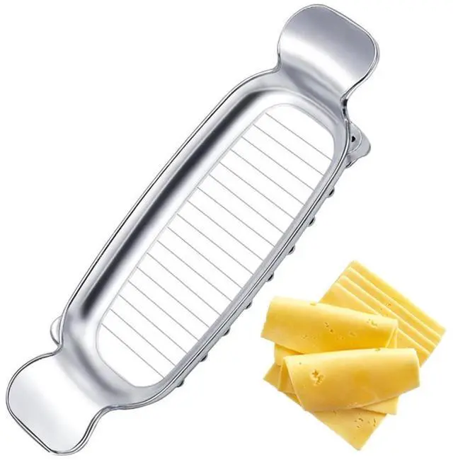 Main image of 304 Stainless Steel Cheese & Butter Slicer All-Metal Body with 16 Precision Wires, Dishwasher Safe Kitchen Tool for Block Cheese, Butter, Soft Fruits, Eggs (No Coating, Non-Toxic)