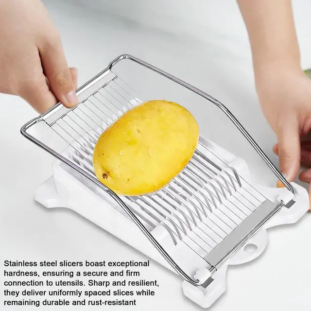 Alt view image 6 of 7 - Upgrade Hand Luncheon Meat Slicer,Manual Egg Cutter,Multi-Purpose Kitchen Tool for,Cheese Bananas, Avocados,Vegetables Dishwasher Safe, Rust-Resistant (white, 14-Wire)