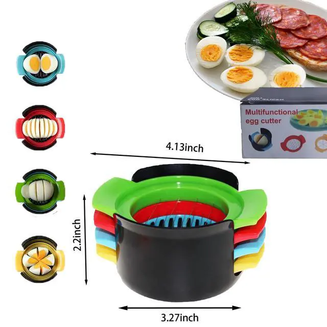Alt view image 3 of 7 - 4-in-1 Egg Slicer for Hard Boiled Eggs, Stainless Steel Cutter for Avocado, Fruit & Luncheon Meat, Kitchen Tool with 4 Cut Styles, Dishwasher Safe