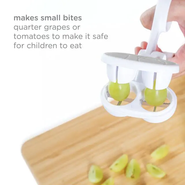 Alt view image 3 of 6 - Dual Grape Cutter for Toddlers & Kids, Stainless Steel Blade, Fruit and Vegetable Slicer, Safe and Easy to Use