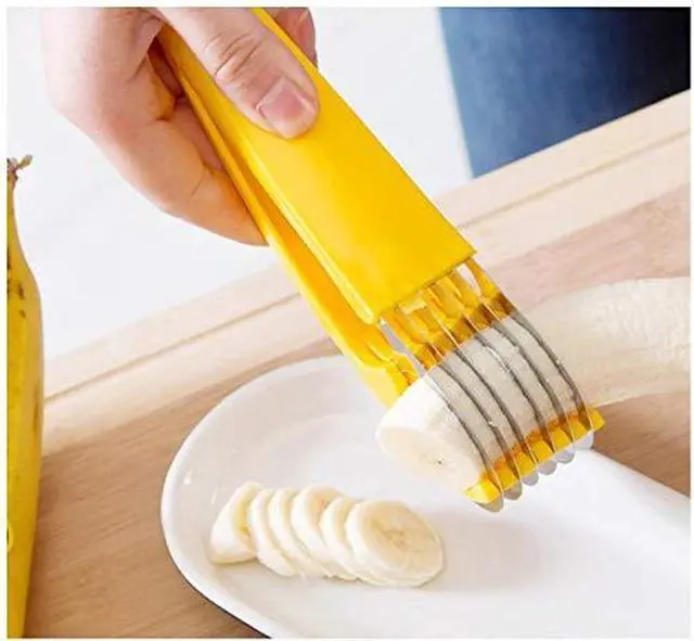 Alt view image 3 of 4 - 2 PCS Banana Slicer,ABS + 304 Stainless Steel Fruit Salad Peeler Cutter Kitchen Tools For banana, hotdog, strawberry,cucumber