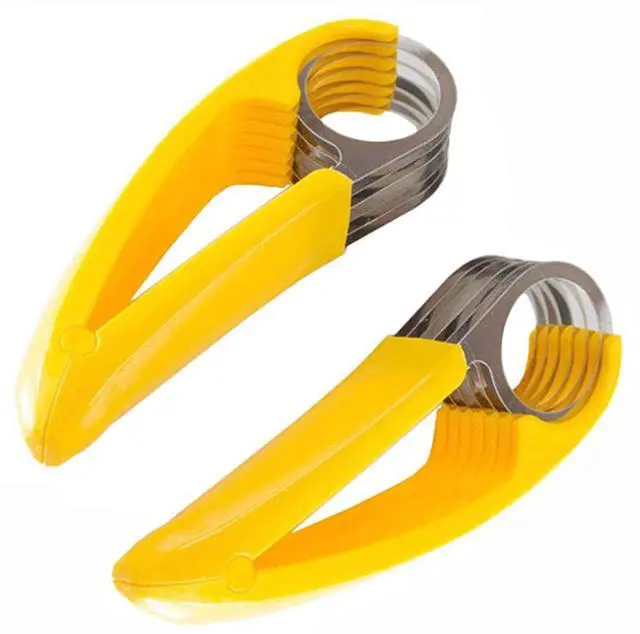 Alt view image 4 of 4 - 2 PCS Banana Slicer,ABS + 304 Stainless Steel Fruit Salad Peeler Cutter Kitchen Tools For banana, hotdog, strawberry,cucumber