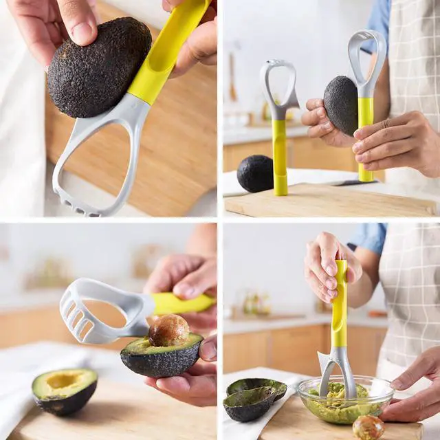 Alt view image 2 of 7 - Avocado Pitters, Avocado Cutter, 3-In-1 Avocado Slicer, Reusable Avocado Masher with Comfortable Handle, Multi-Function Avocado Tool 8.4x2.7x1.3inch