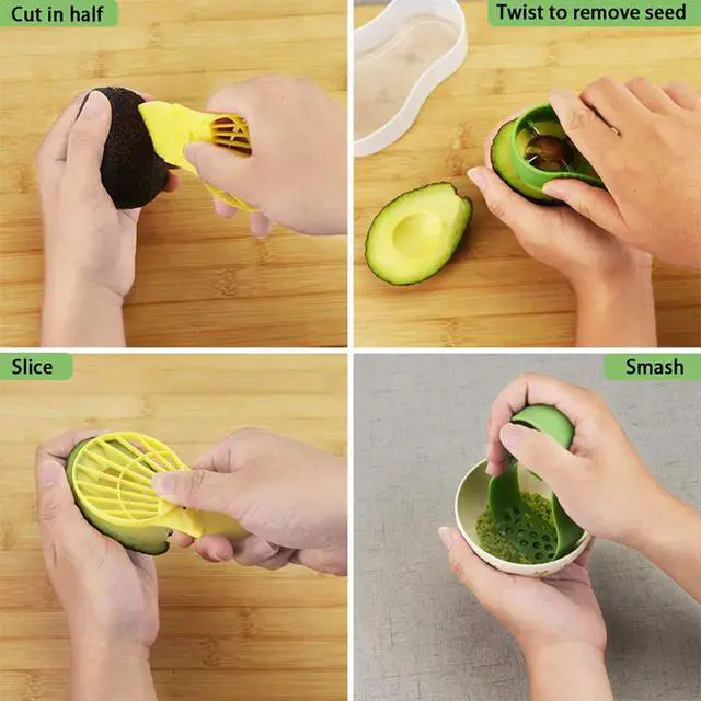 Alt view image 2 of 7 - Avocado Slicer 6 In 2 Function Tool Storage Container Set for Kitchen,Avocado Cutter with Green Chopper Fruit & Vegetable Peeler