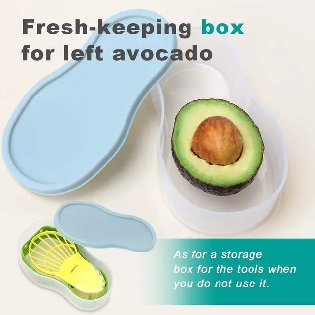Alt view image 4 of 7 - Avocado Slicer 6 In 2 Function Tool Storage Container Set for Kitchen,Avocado Cutter with Green Chopper Fruit & Vegetable Peeler